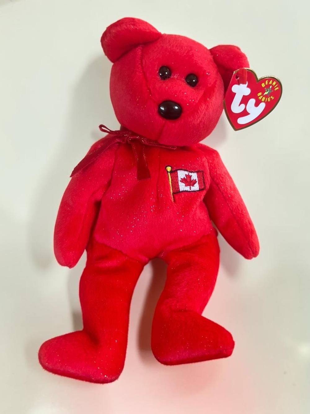 Ty Beanie Baby Pierre Canada Exclusive Red Bear Canadian Flag 2001